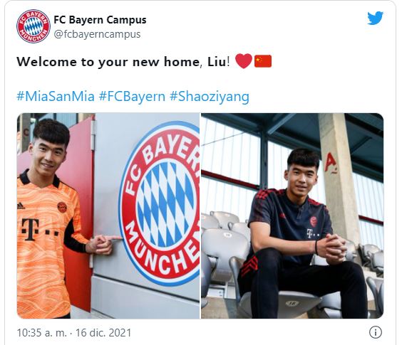 Fichaje for Liu Shaoziyang from WOSPAC signs for FC Bayern Munchen